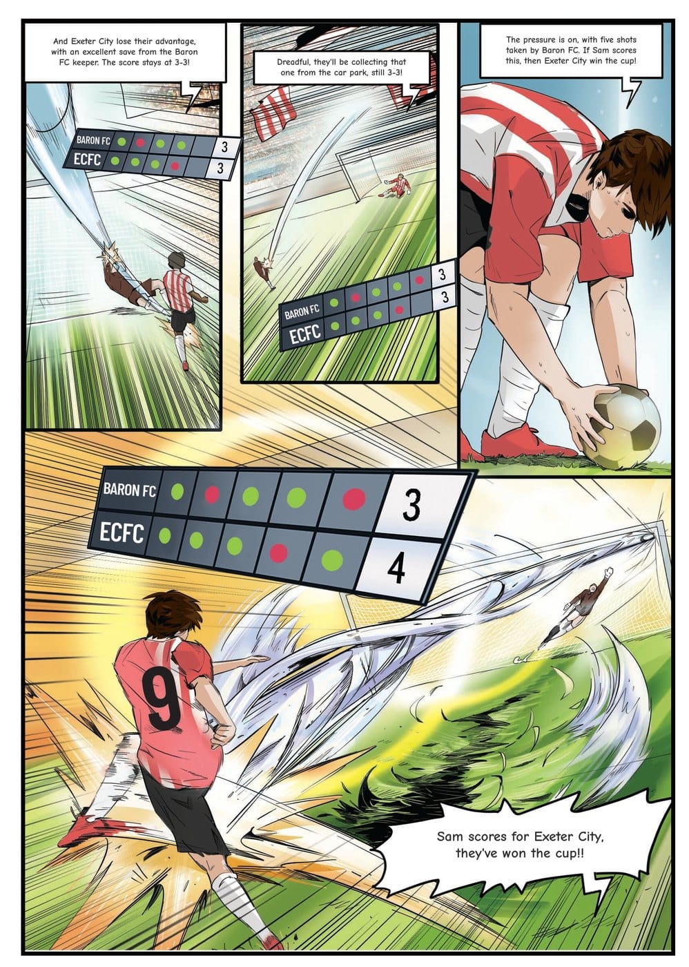 A page from inside the personalised Exeter City book