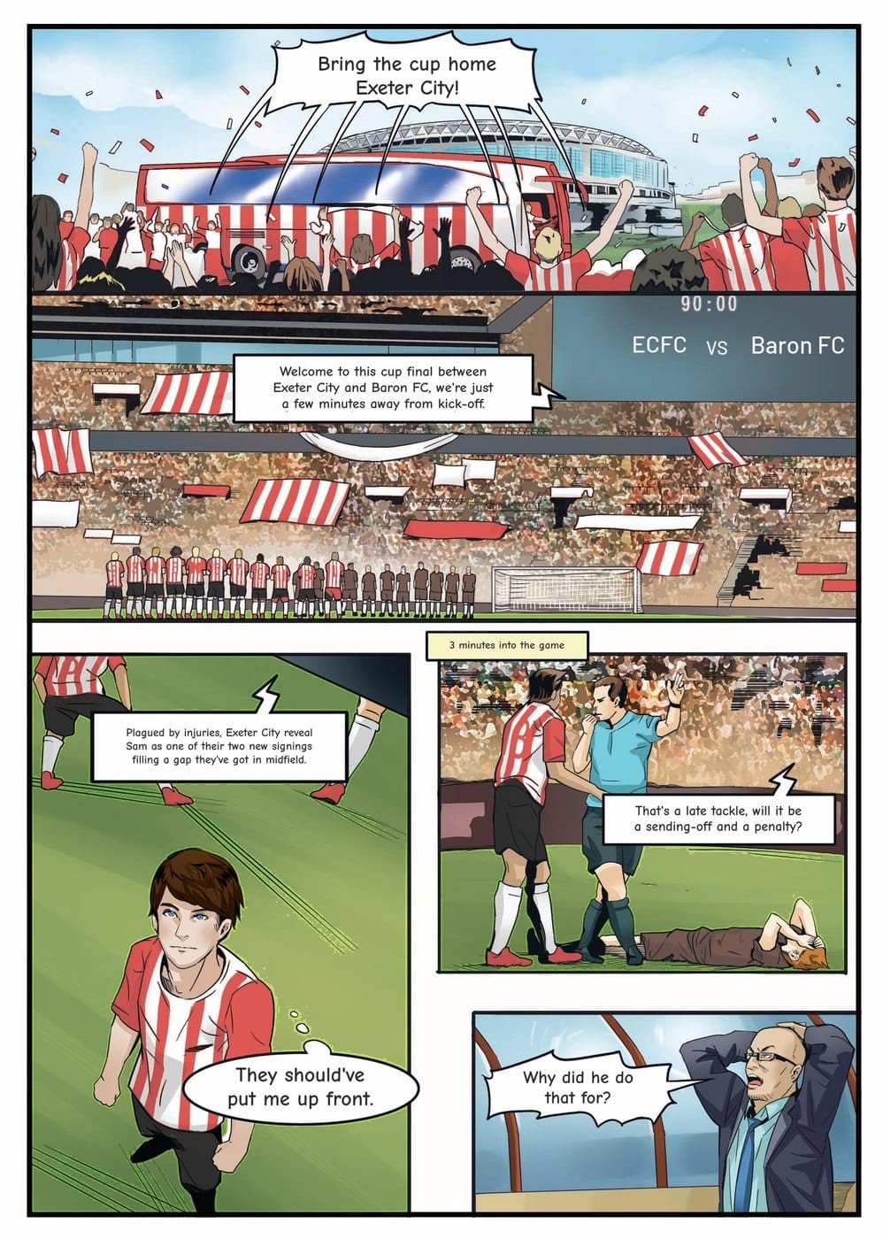 A page from inside the personalised Exeter City book