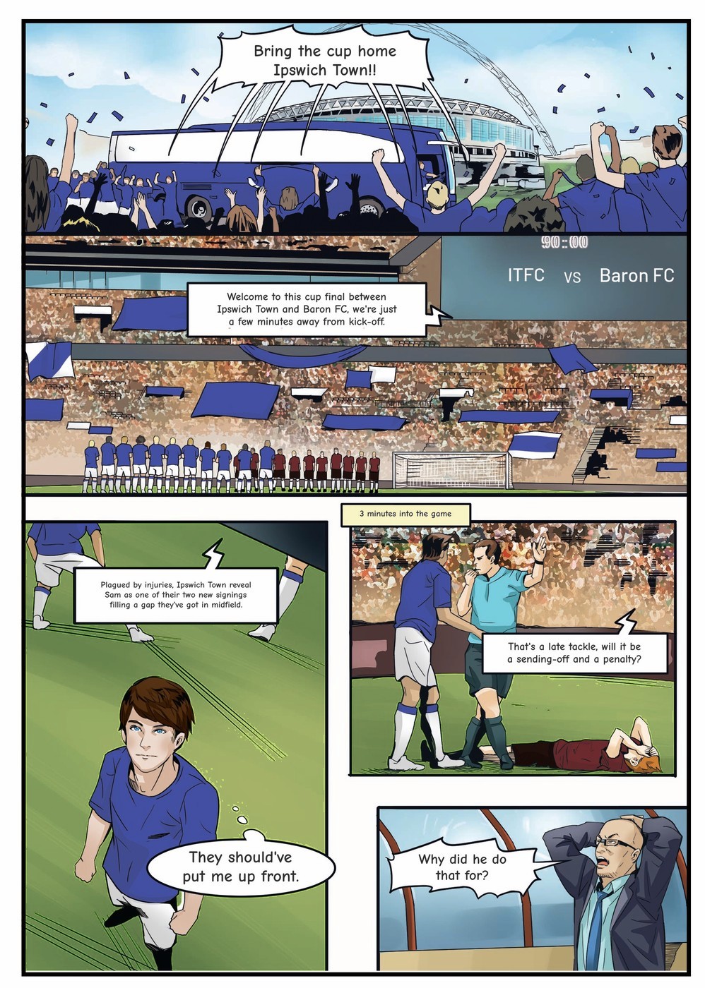 A page from inside the personalised Ipswich Town book