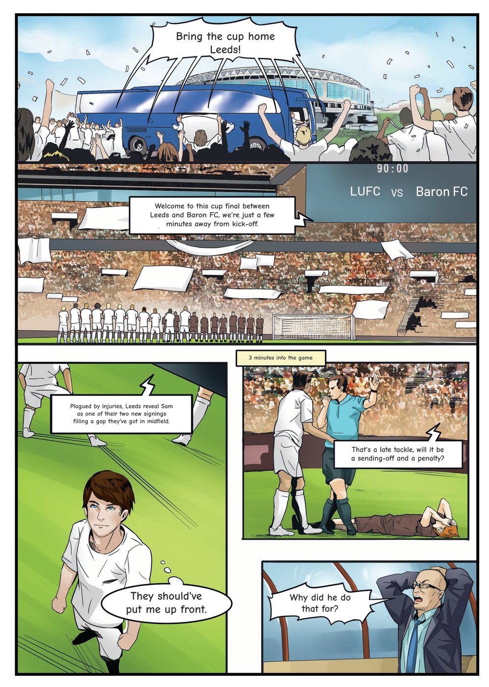 A page from inside the personalised Leeds United book
