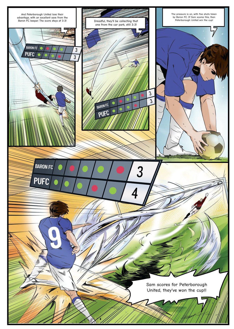 A page from inside the personalised Peterborough United book