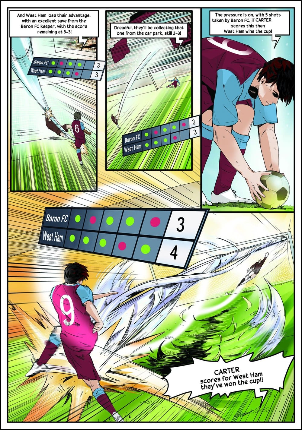 The winning moment — a page from the personalised West Ham United book