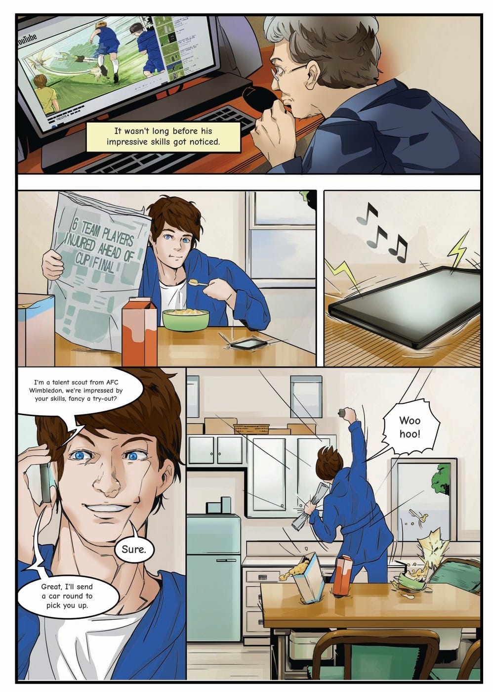 Your child gets scouted by AFC Wimbledon — a page from the personalised book