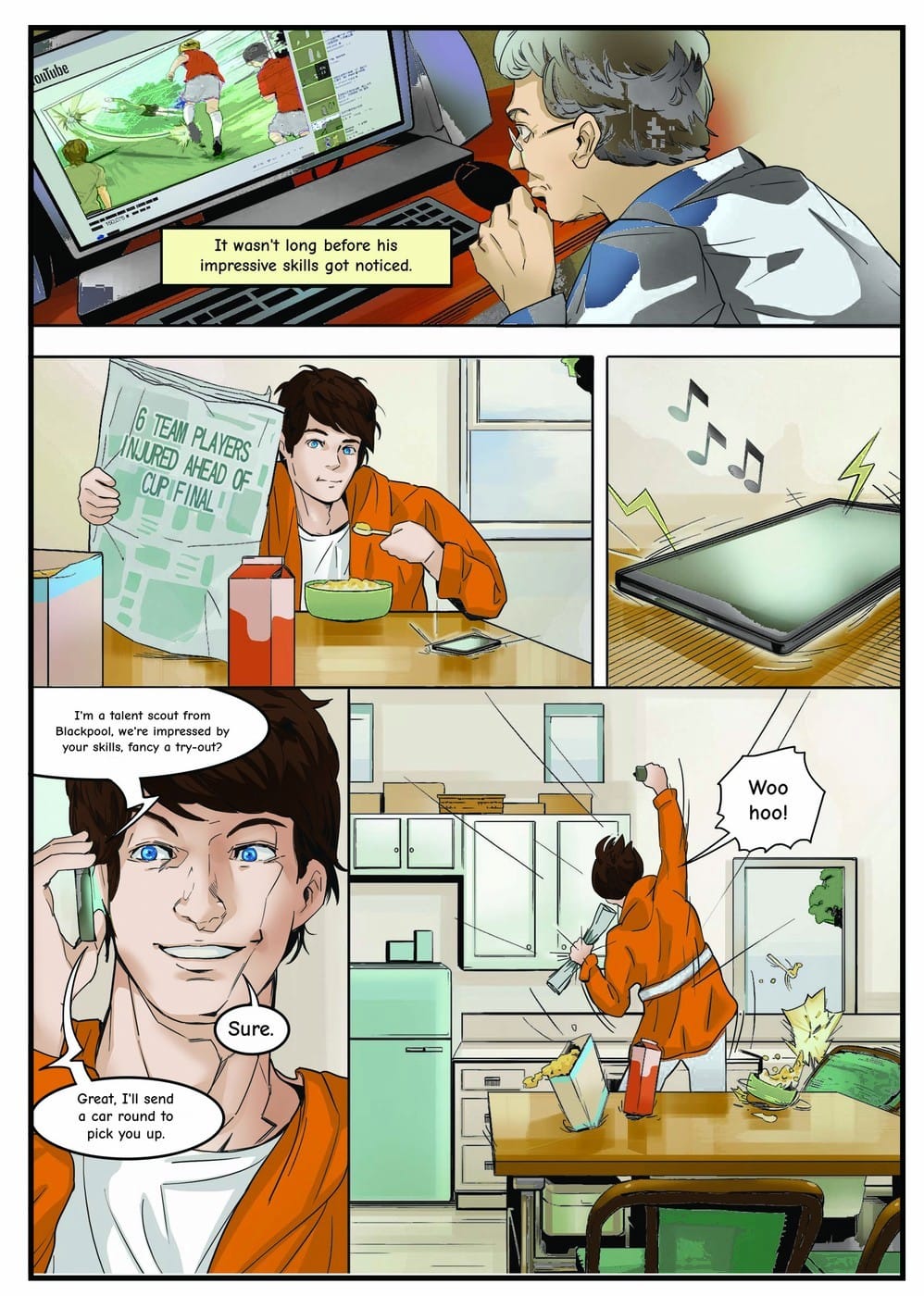 Your child gets scouted by Blackpool — a page from the personalised book