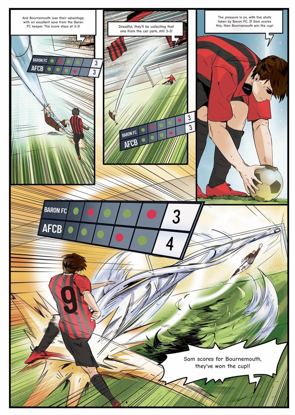 Playing in the cup final — a page from the personalised Bournemouth book