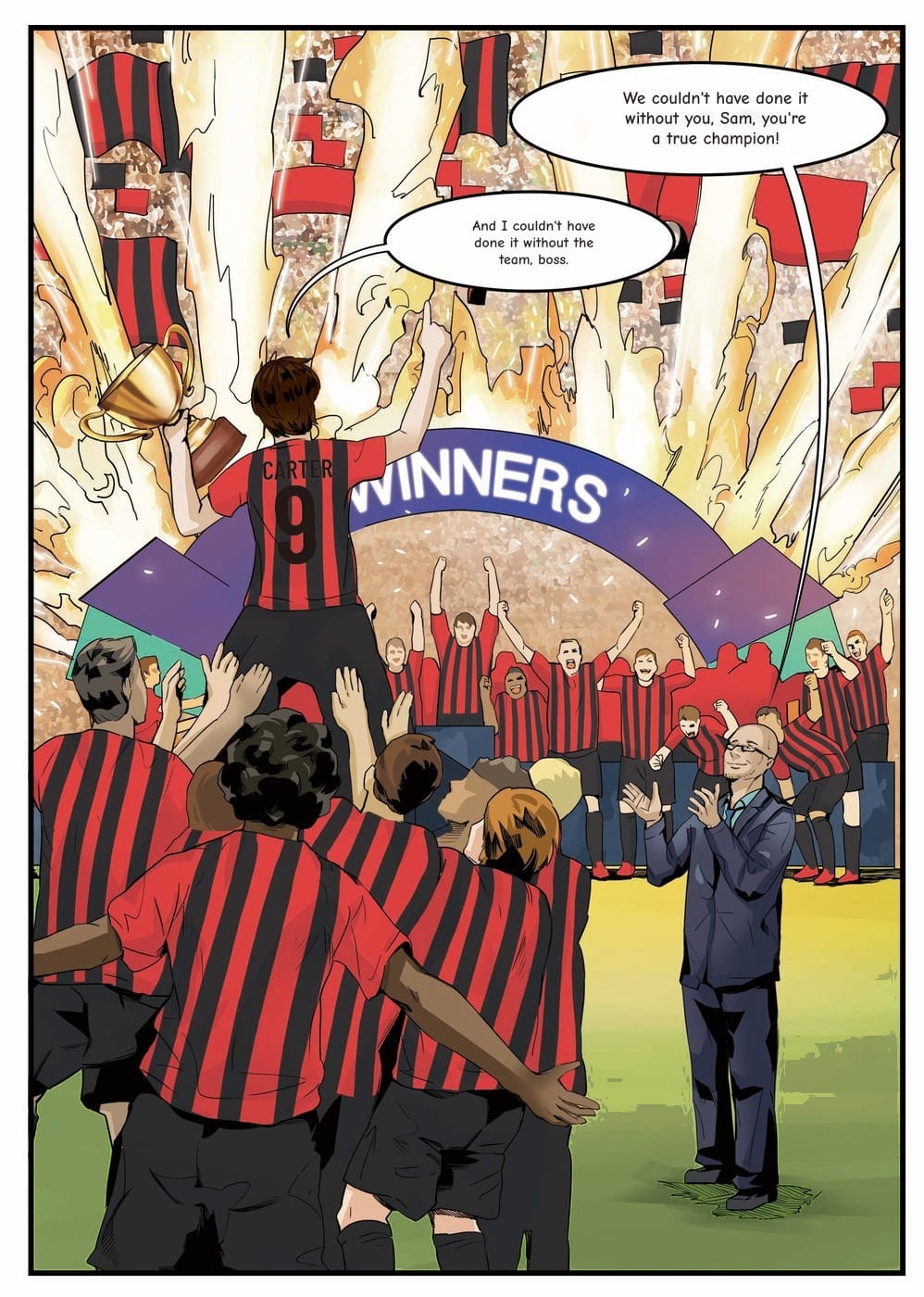 The winning moment — a page from the personalised Bournemouth book