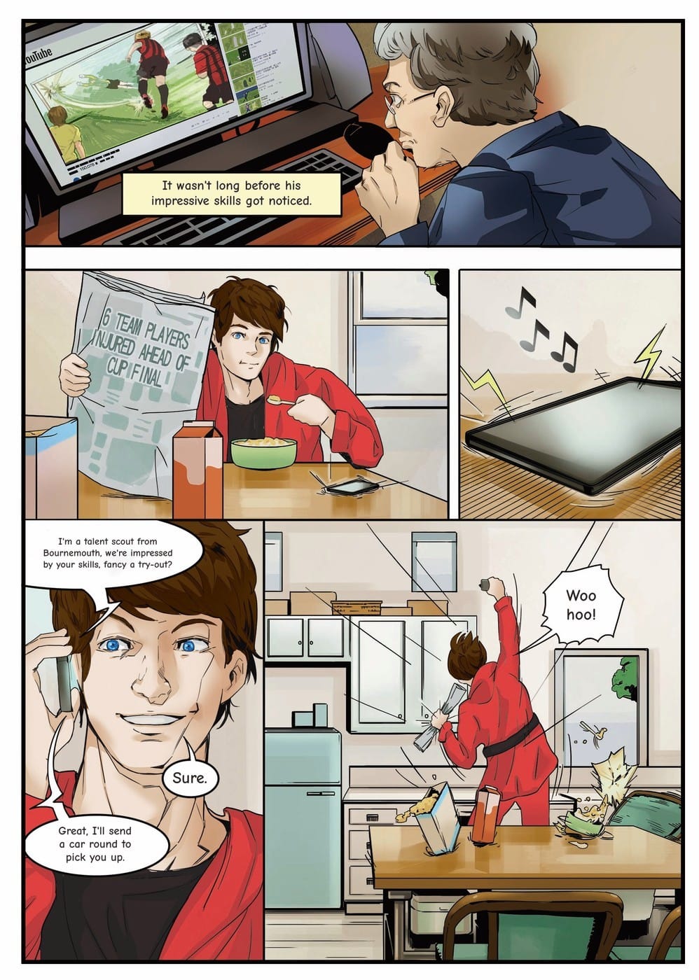 Your child gets scouted by Bournemouth — a page from the personalised book