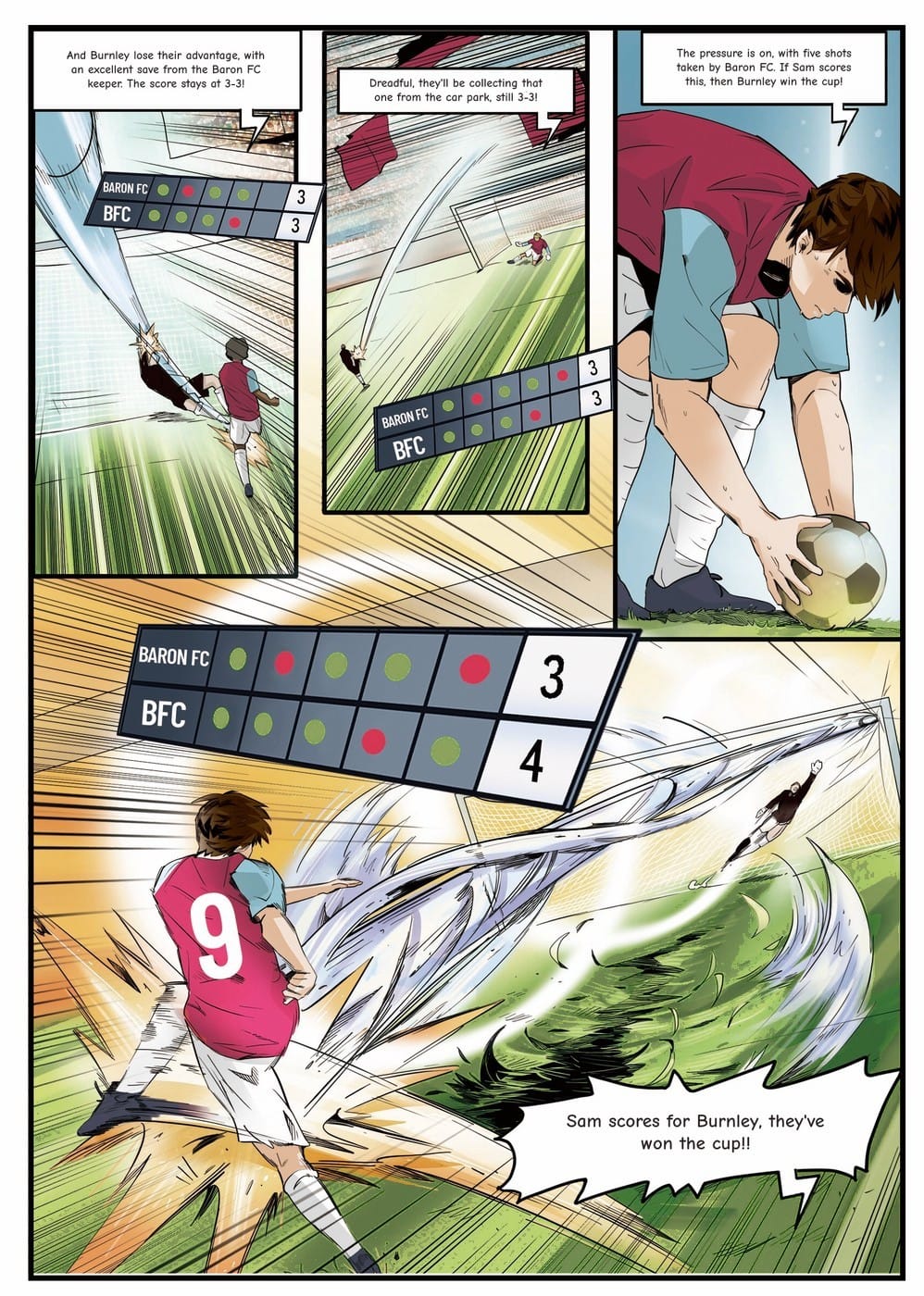 Playing in the cup final — a page from the personalised Burnley book