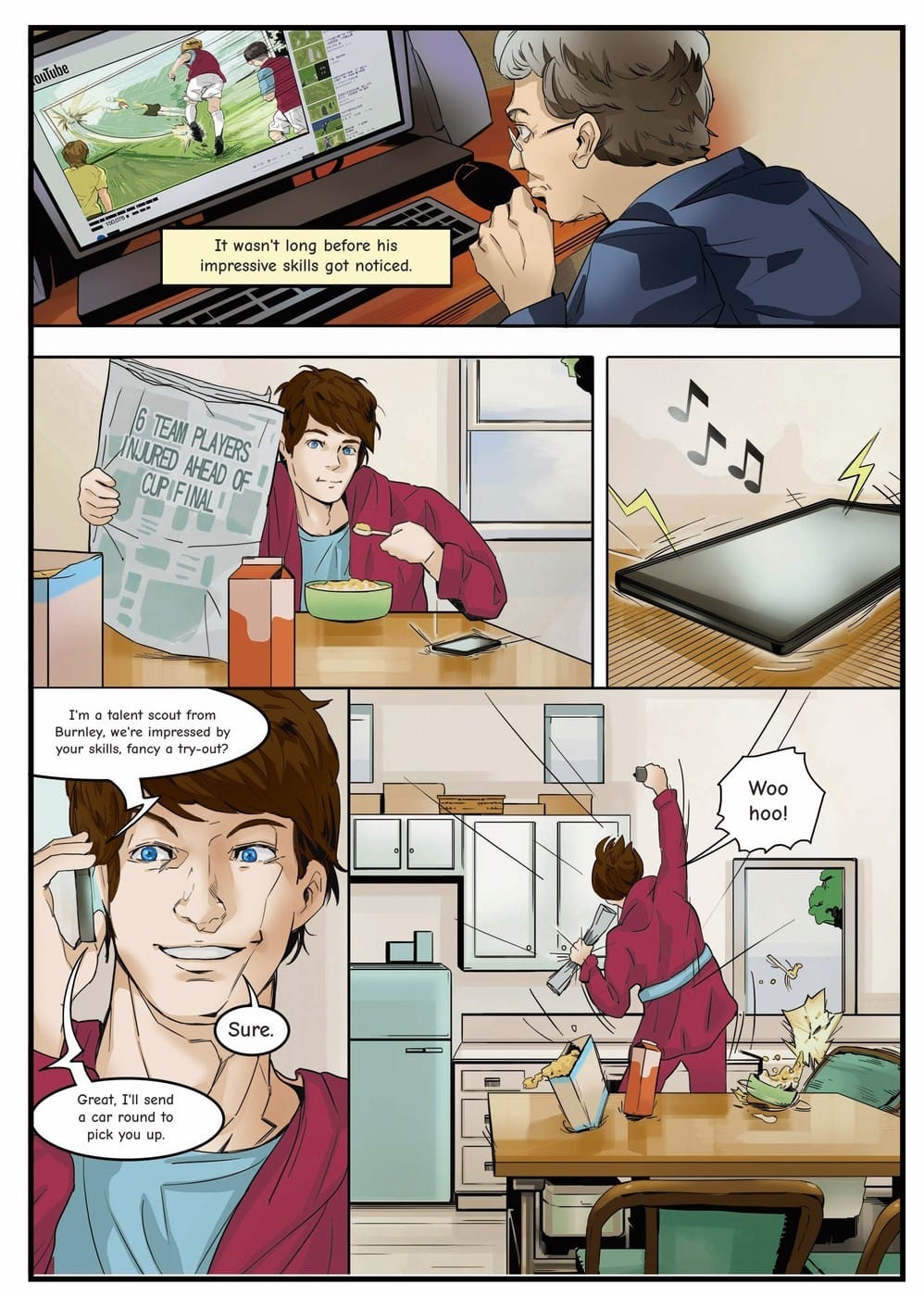 Your child gets scouted by Burnley — a page from the personalised book