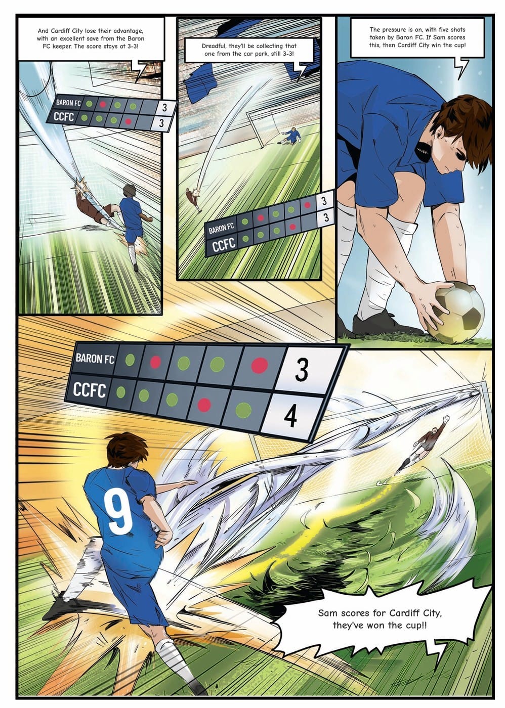 Playing in the cup final — a page from the personalised Cardiff City book