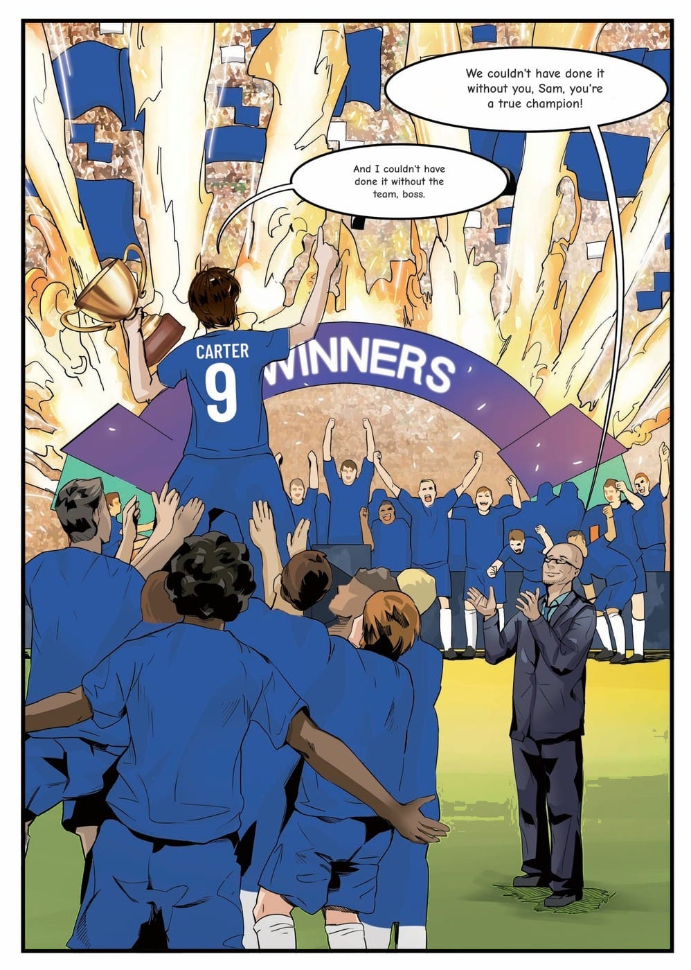 The winning moment — a page from the personalised Chelsea book