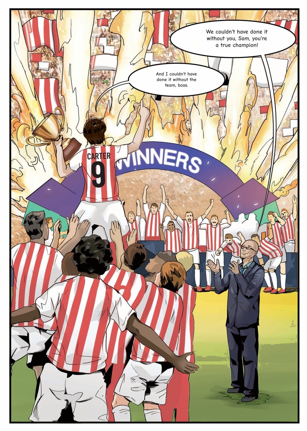 The winning moment — a page from the personalised Cheltenham Town book