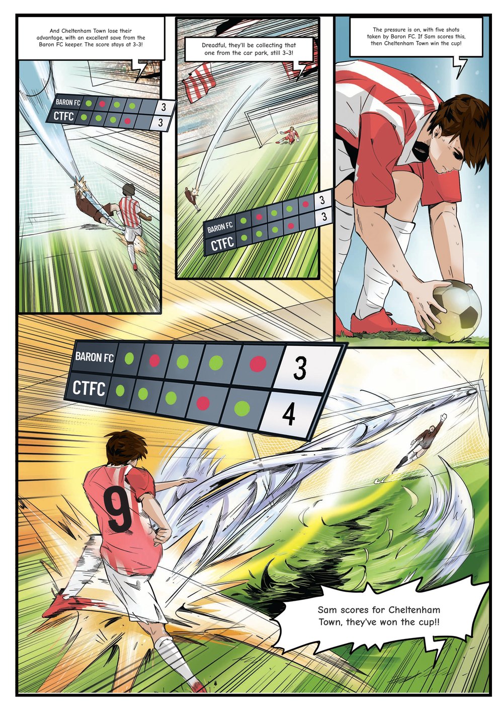 A page from inside the personalised Cheltenham Town book