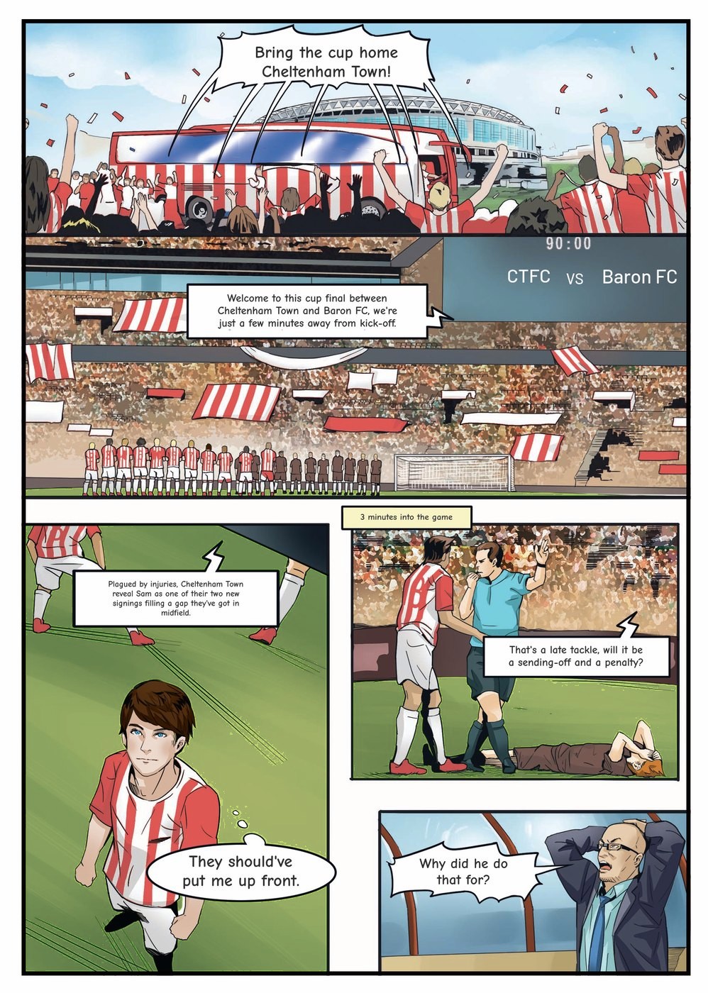 A page from inside the personalised Cheltenham Town book