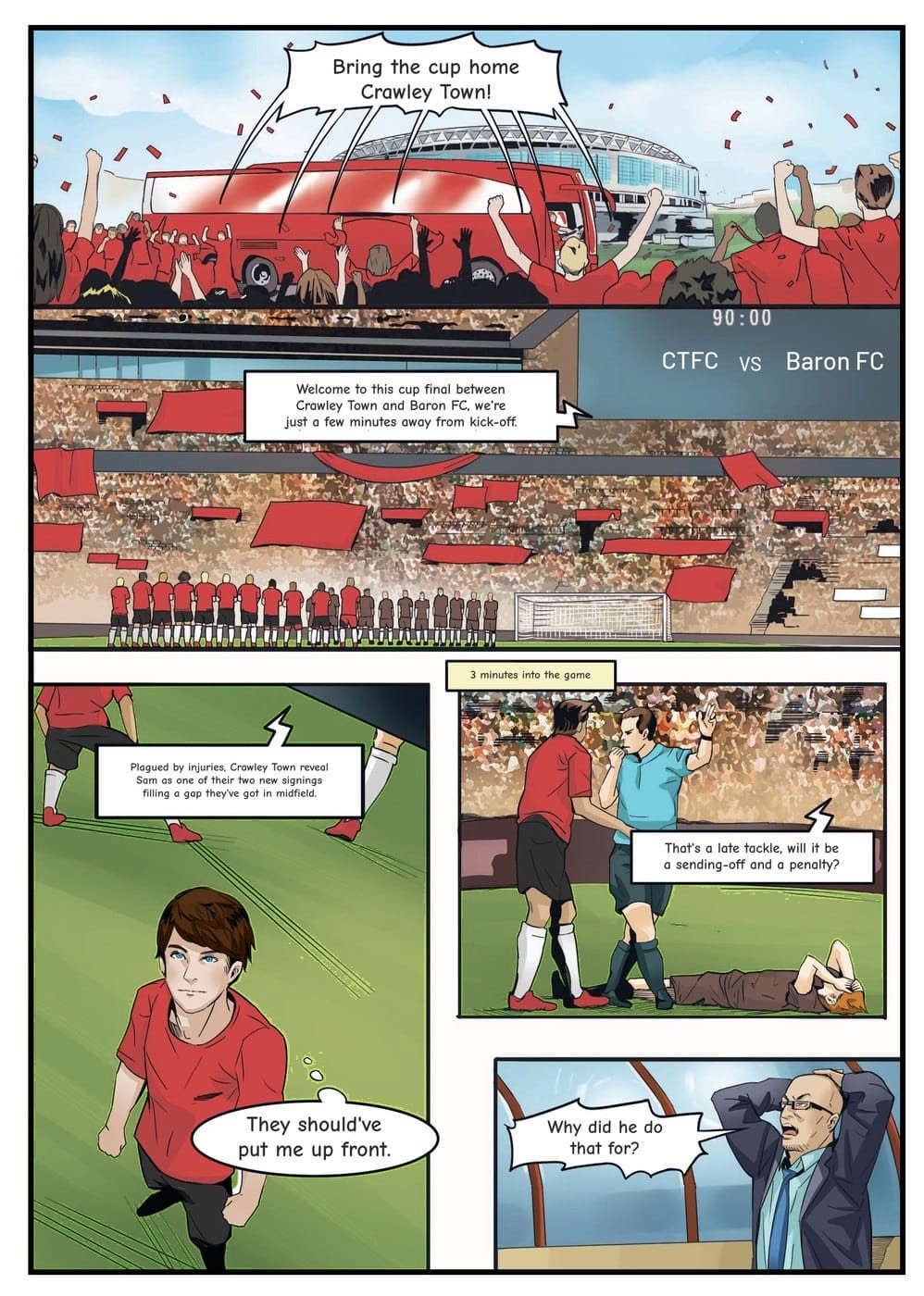 A page from inside the personalised Crawley Town book