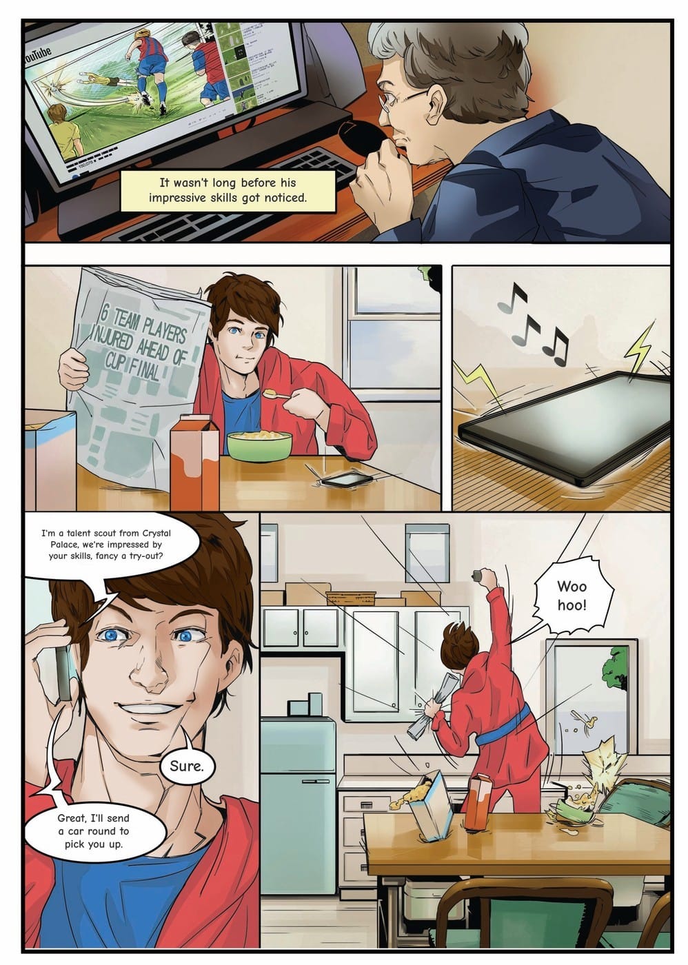 Your child gets scouted by Crystal Palace — a page from the personalised book