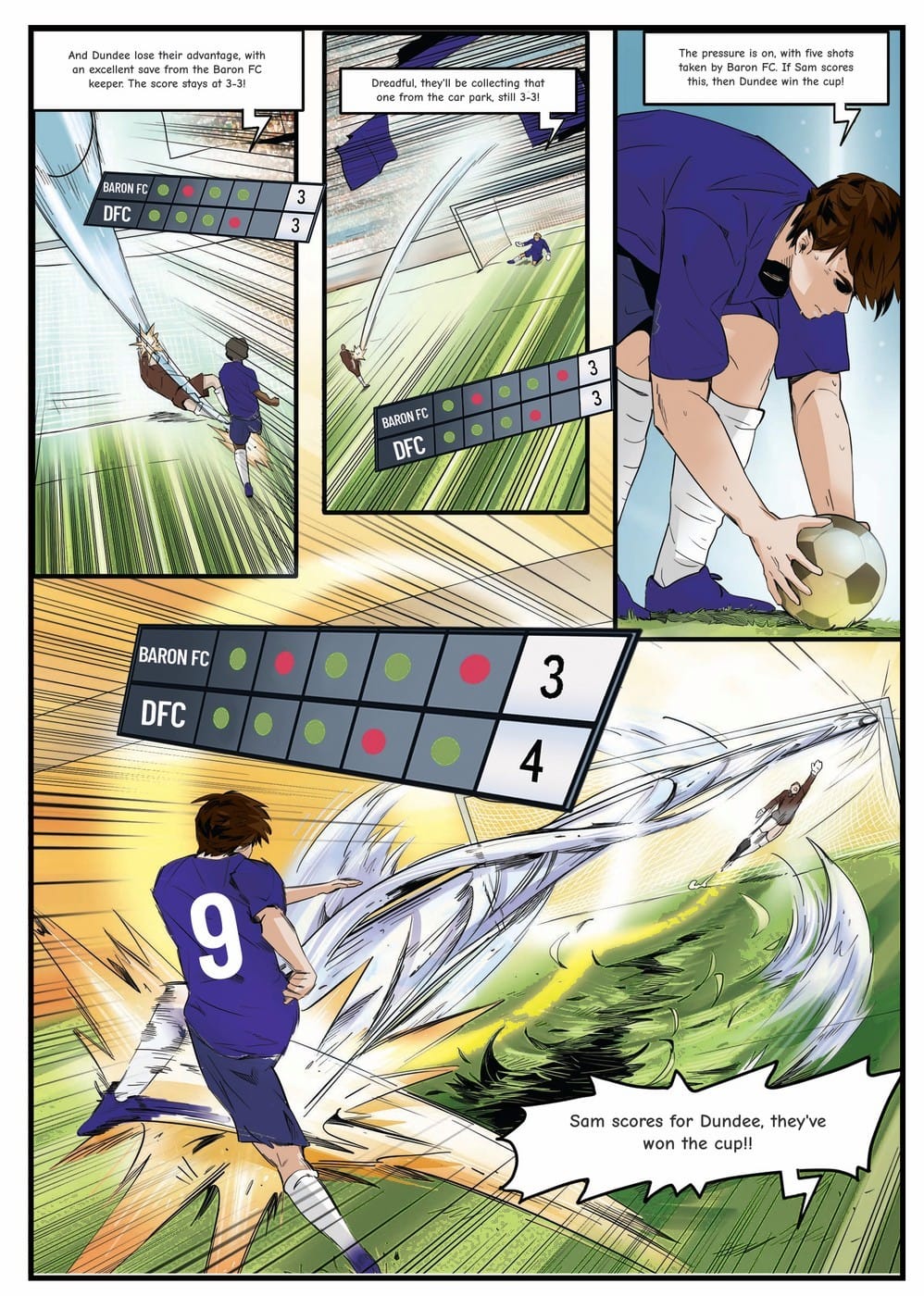 Playing in the cup final — a page from the personalised Dundee book