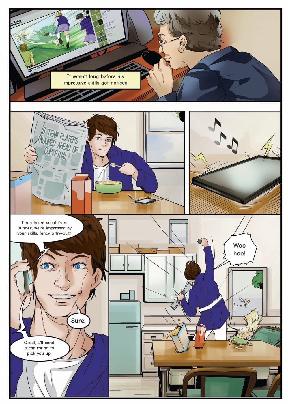 Your child gets scouted by Dundee — a page from the personalised book