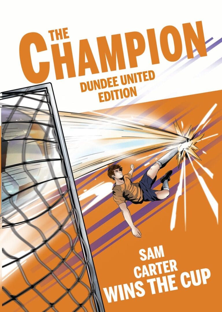 Personalised Dundee United football storybook cover with a boy hero named Your Name