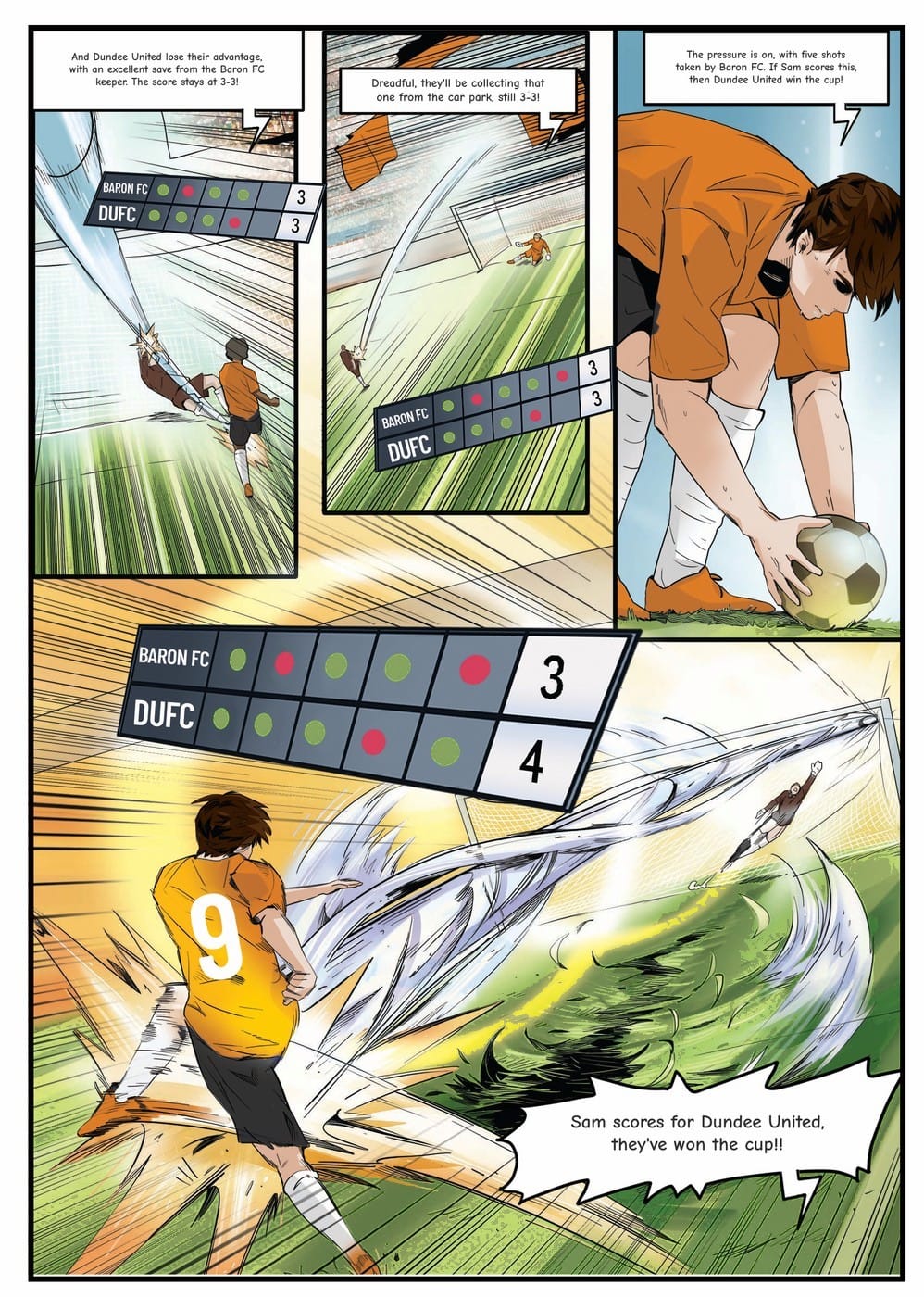 Playing in the cup final — a page from the personalised Dundee United book