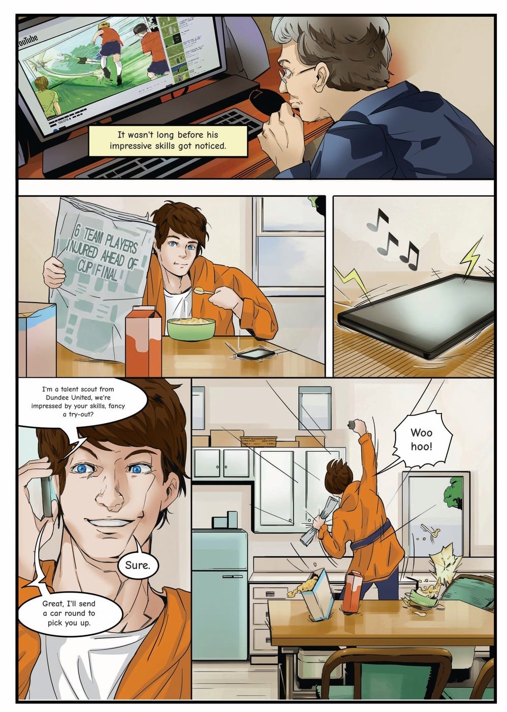 Your child gets scouted by Dundee United — a page from the personalised book