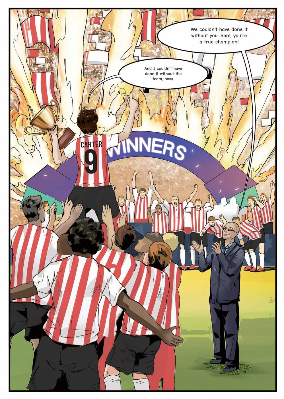 The winning moment — a page from the personalised Exeter City book
