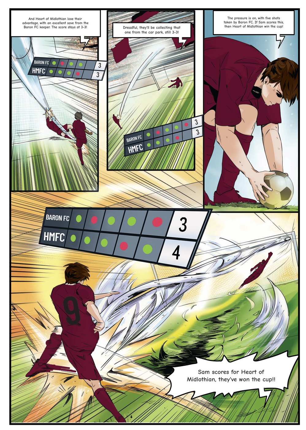 A page from inside the personalised Heart of Midlothian book