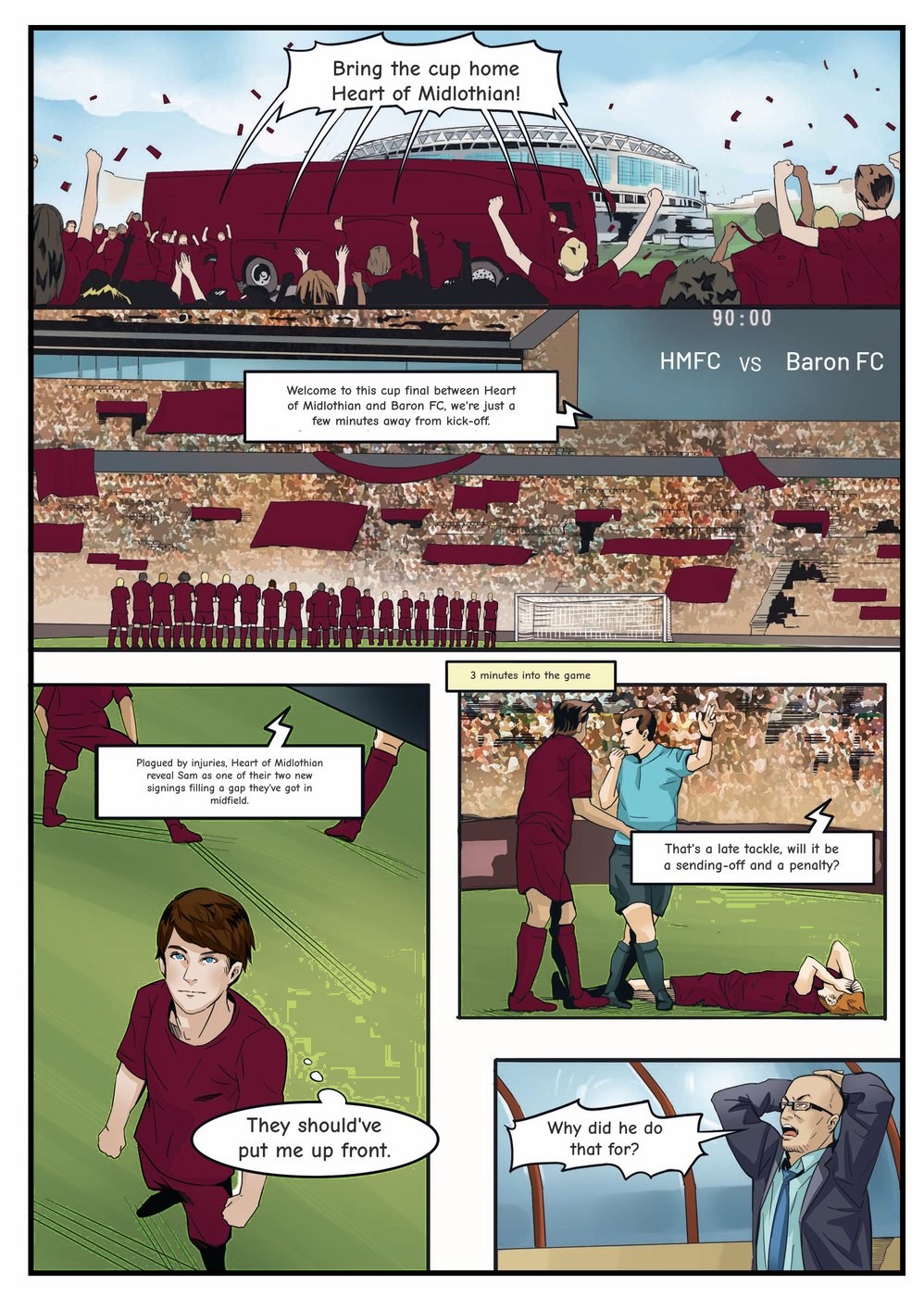 A page from inside the personalised Heart of Midlothian book