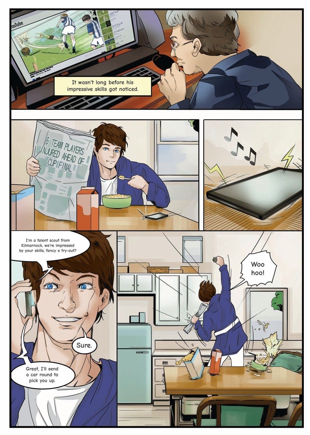 Your child gets scouted by Kilmarnock — a page from the personalised book