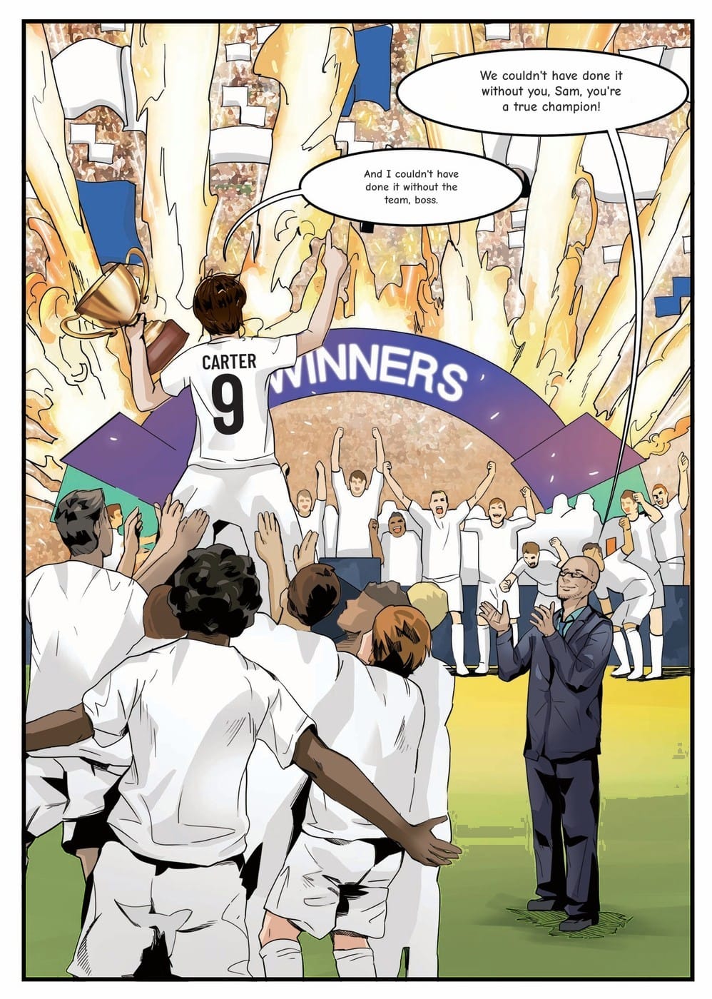 The winning moment — a page from the personalised Leeds United book