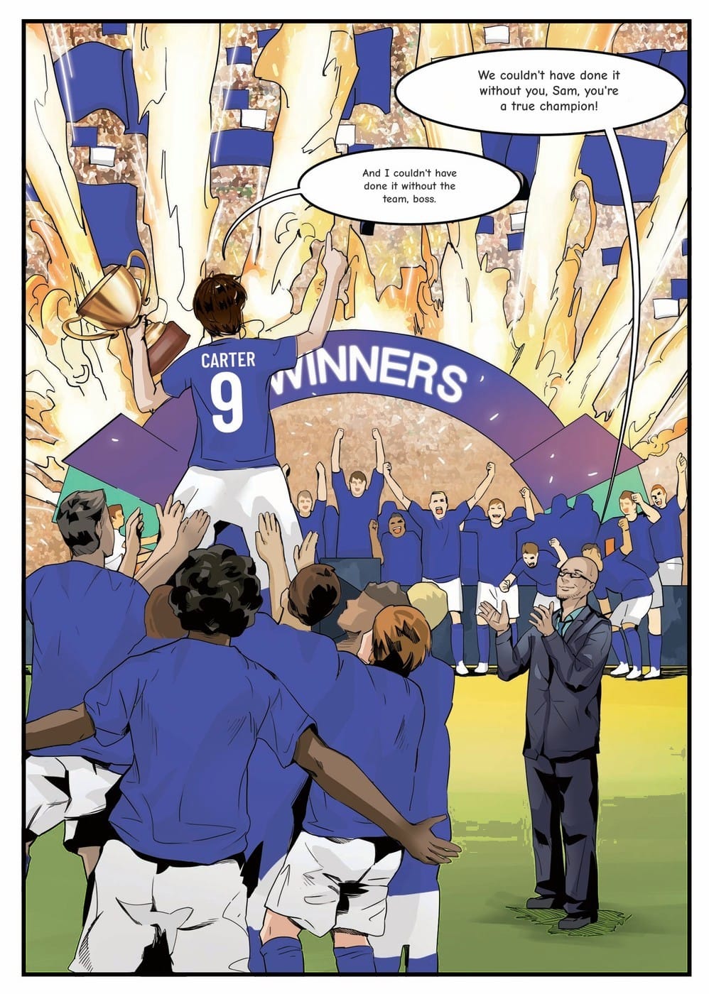 The winning moment — a page from the personalised Leicester City book