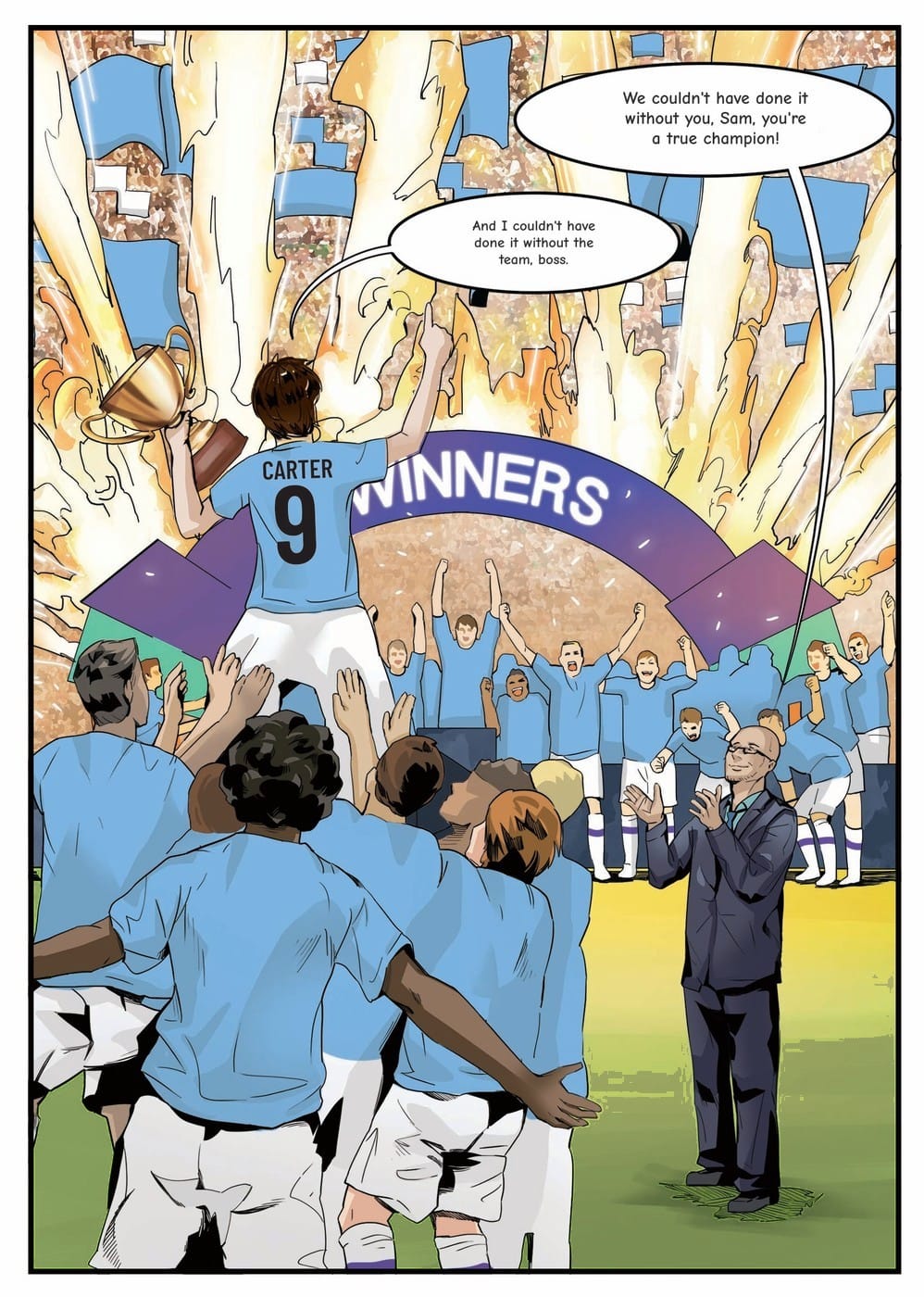 The winning moment — a page from the personalised Manchester City book