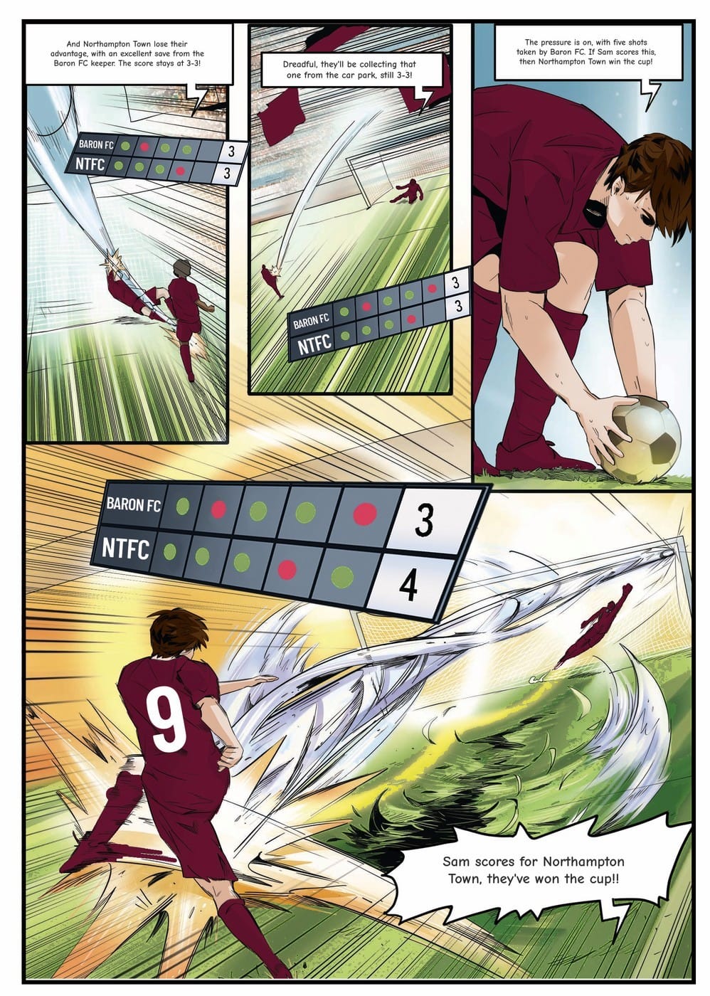 Playing in the cup final — a page from the personalised Northampton Town book