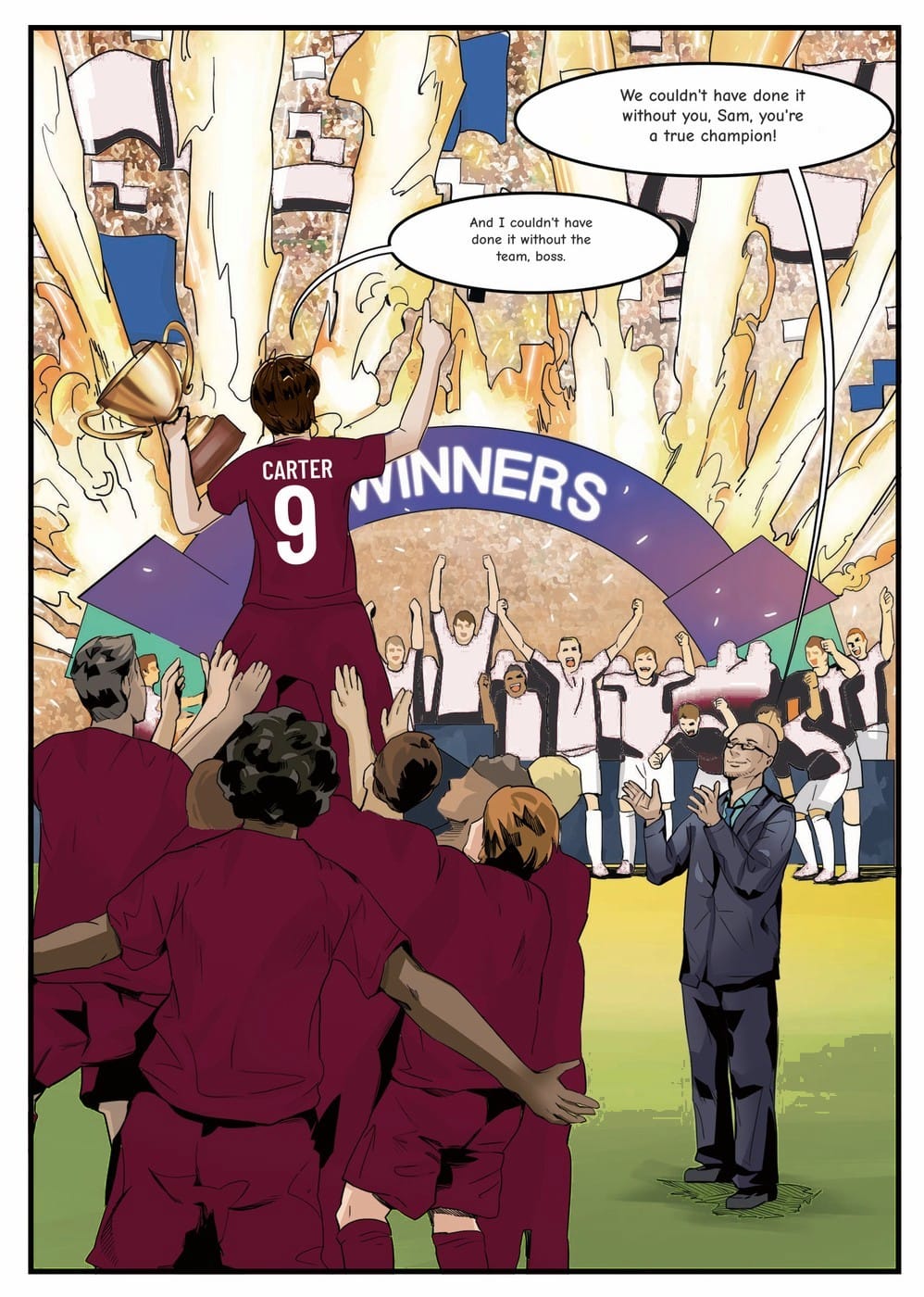 The winning moment — a page from the personalised Northampton Town book