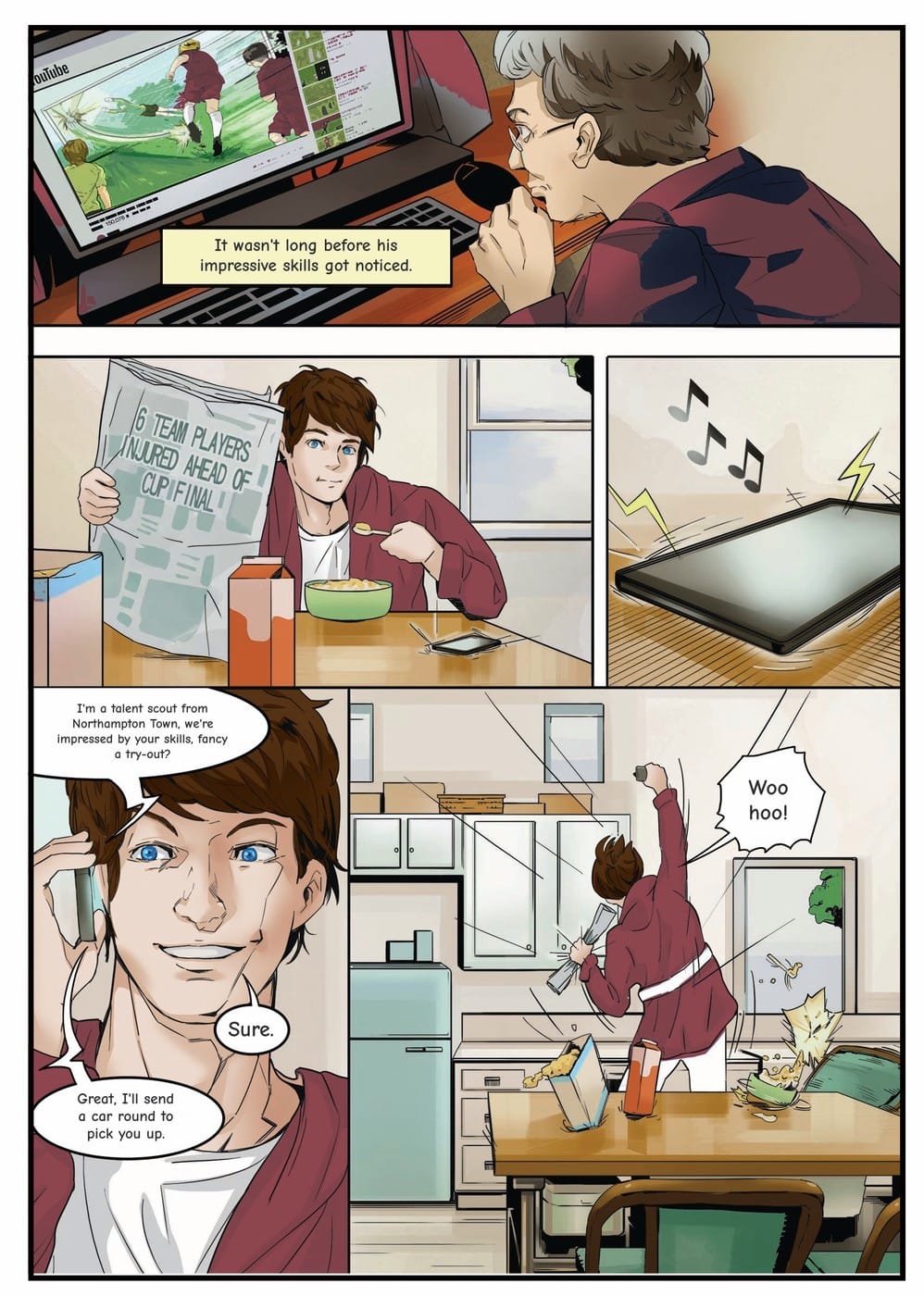Your child gets scouted by Northampton Town — a page from the personalised book