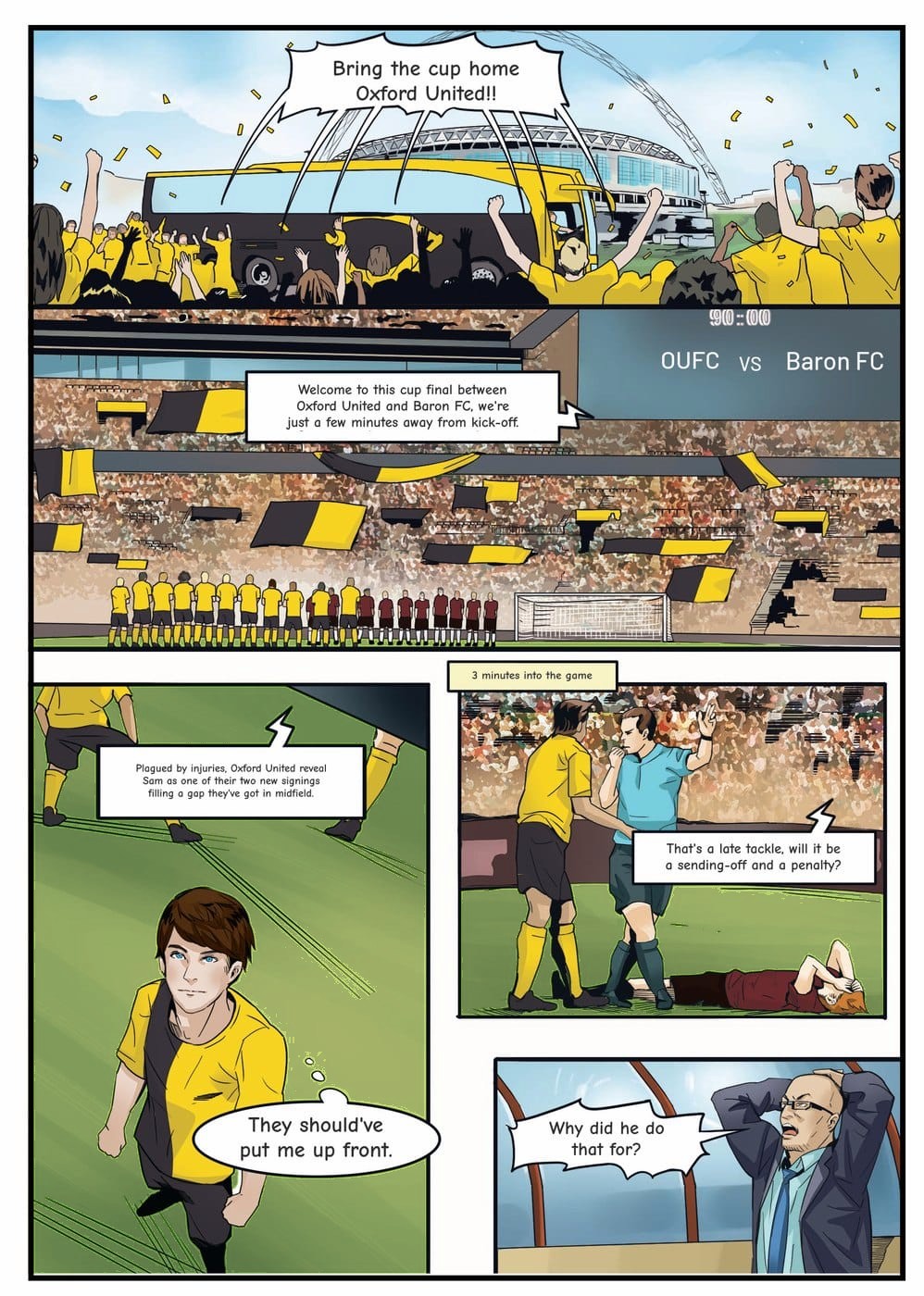 Playing in the cup final — a page from the personalised Oxford United book