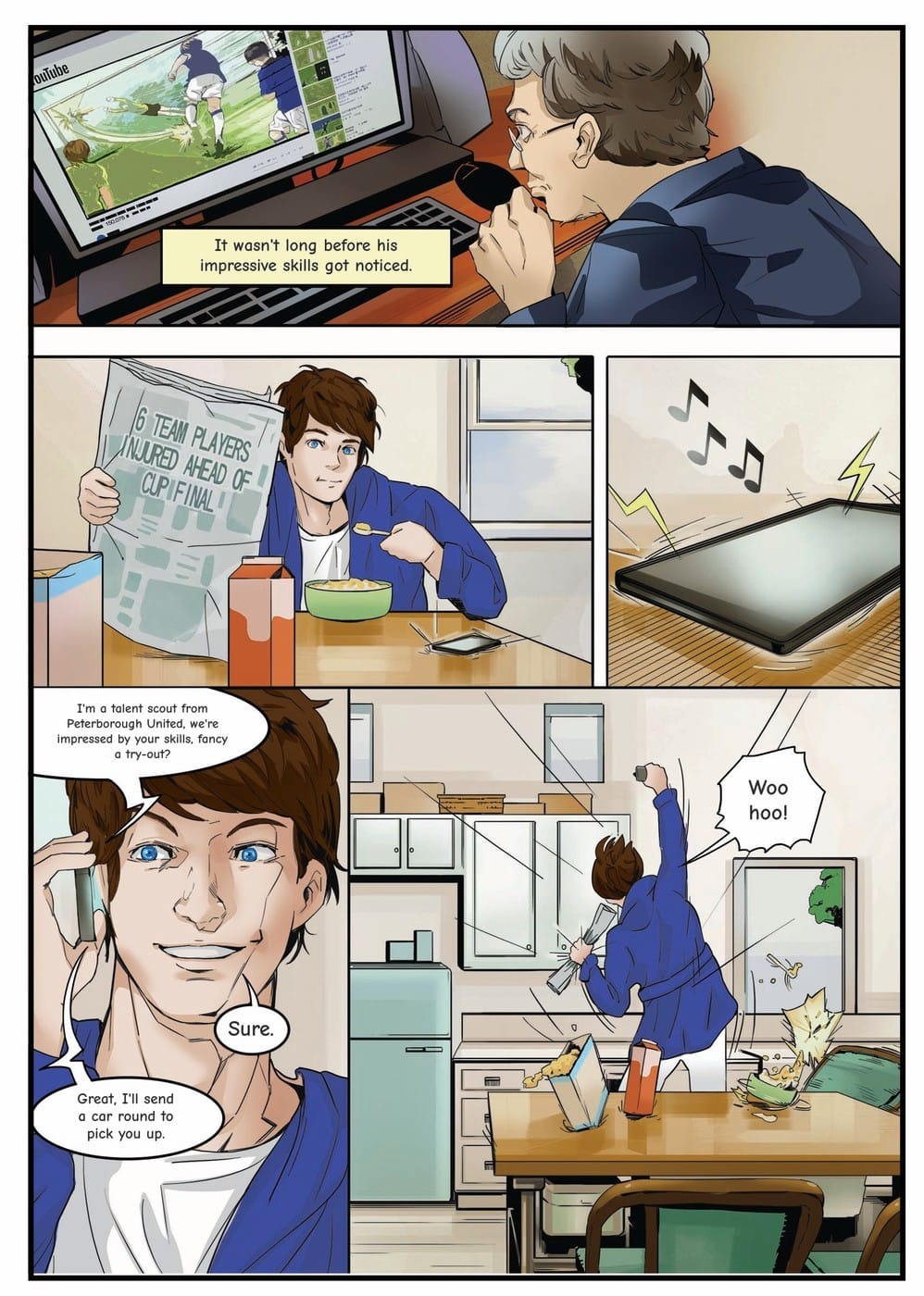 Your child gets scouted by Peterborough United — a page from the personalised book