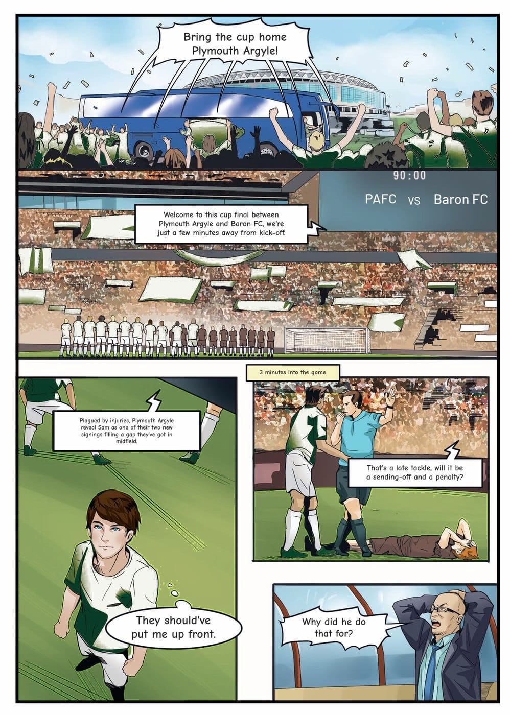 A page from inside the personalised Plymouth Argyle book