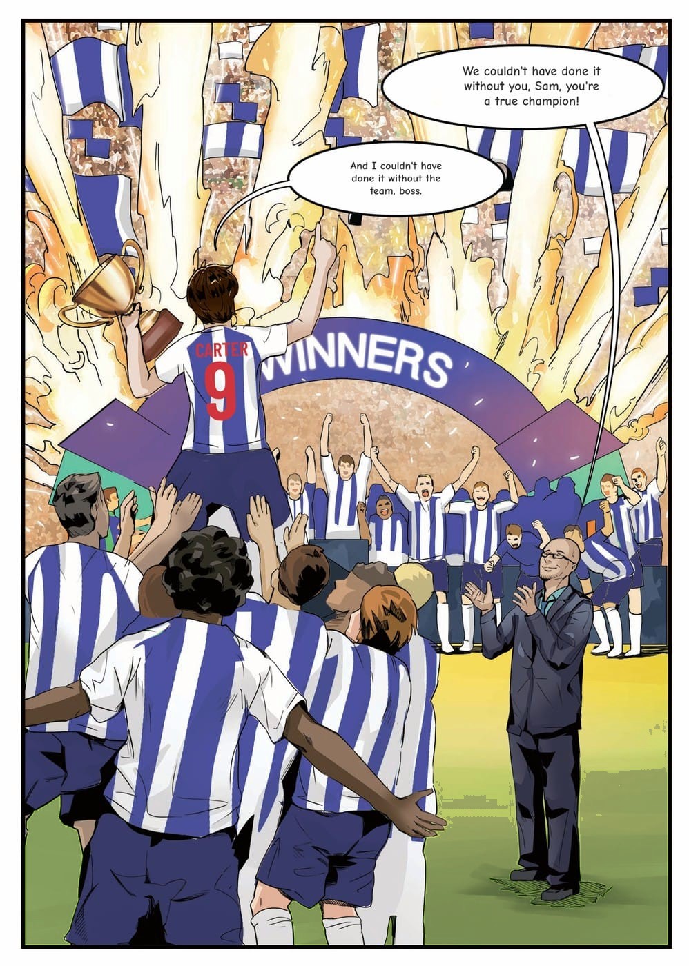 The winning moment — a page from the personalised Porto book