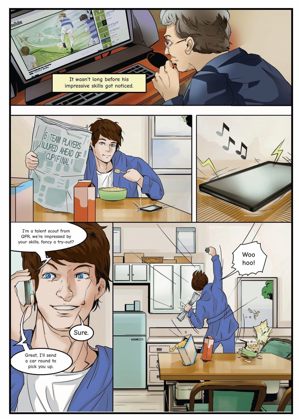 Your child gets scouted by Queens Park Rangers — a page from the personalised book