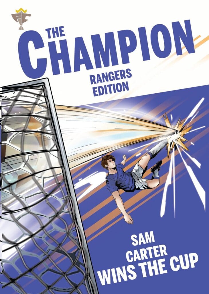 Personalised Rangers football storybook cover with a boy hero named Your Name