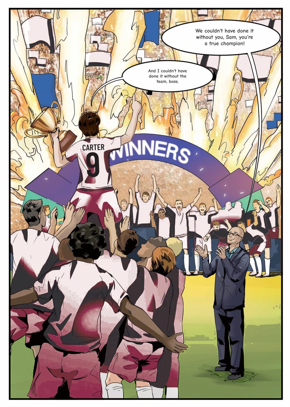 The winning moment — a page from the personalised Roma book