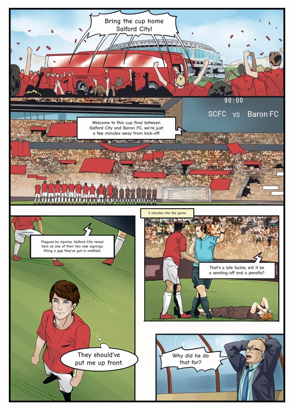 A page from inside the personalised Salford City book