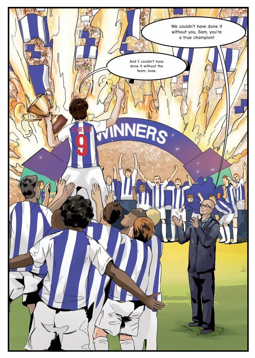 The winning moment — a page from the personalised Sheffield Wednesday book