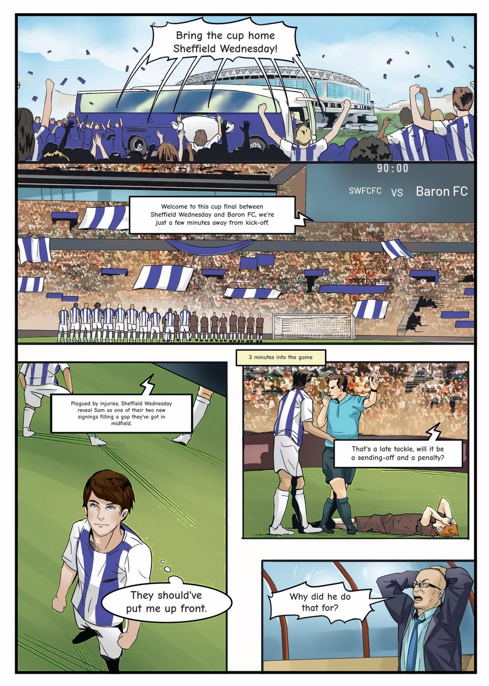 A page from inside the personalised Sheffield Wednesday book