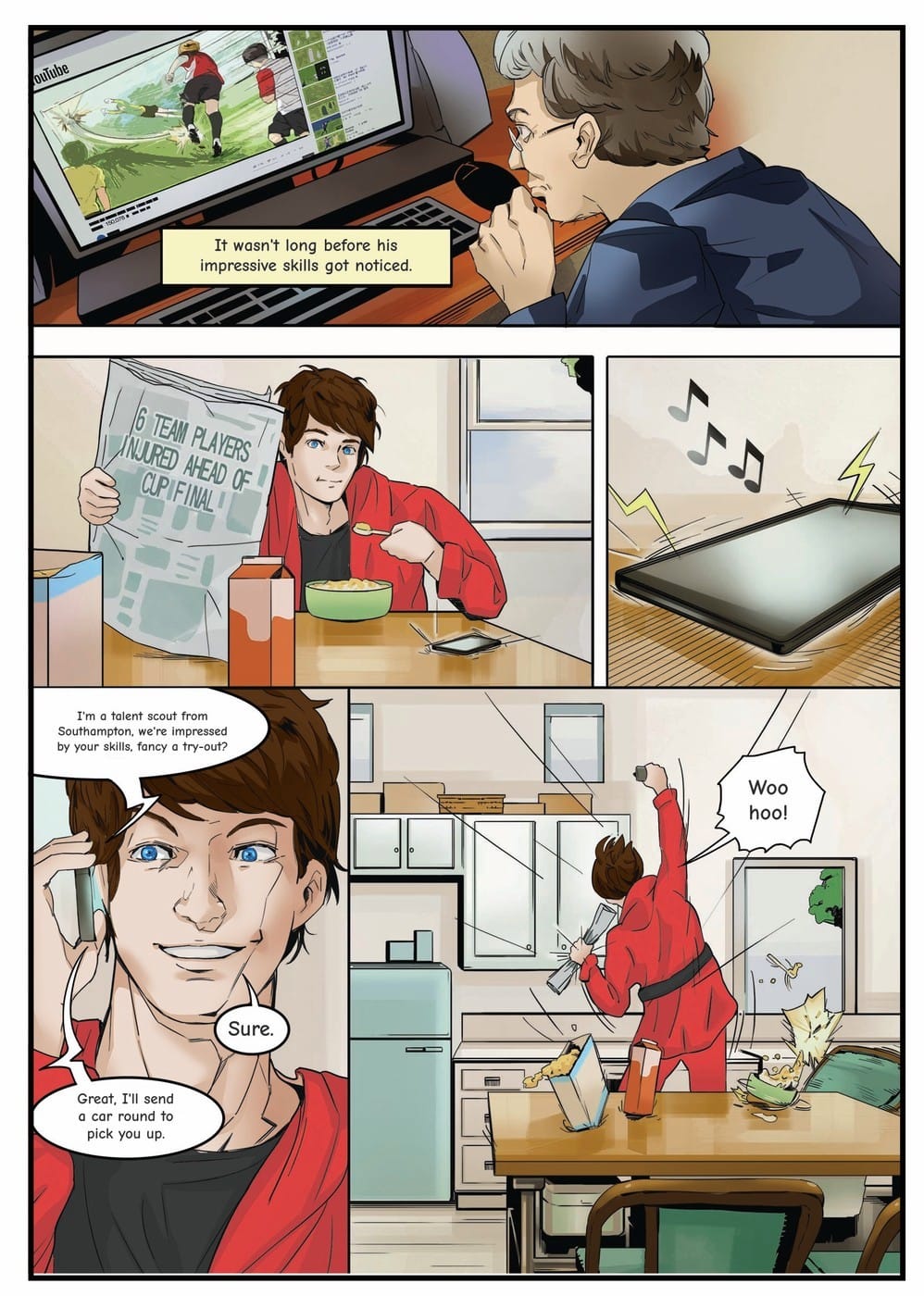 Your child gets scouted by Southampton — a page from the personalised book