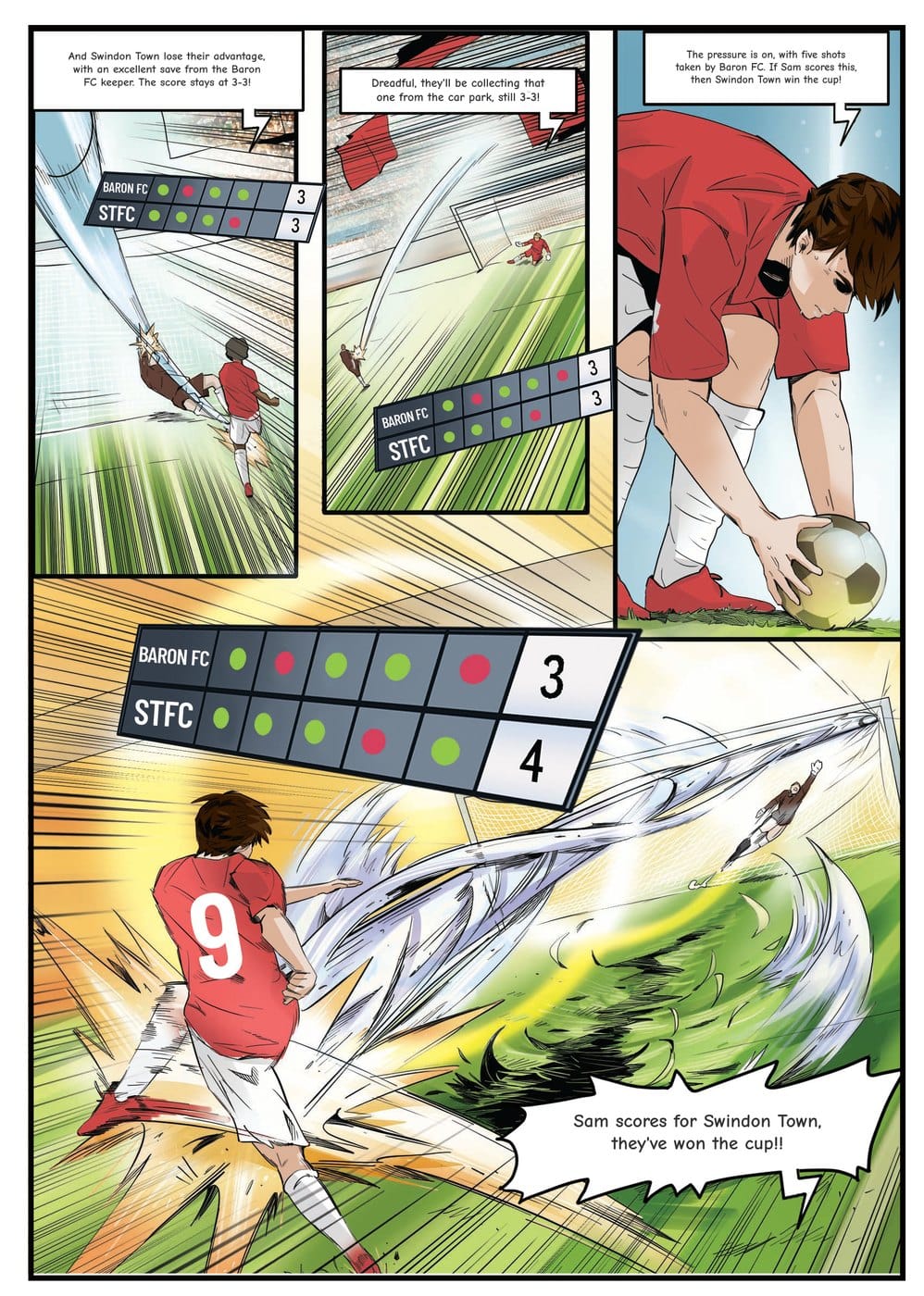 A page from inside the personalised Swindon Town book