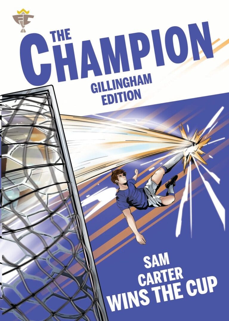 Personalised Gillingham storybook cover, The Champion Gillingham Edition, with Your Name Wins The Cup on the front