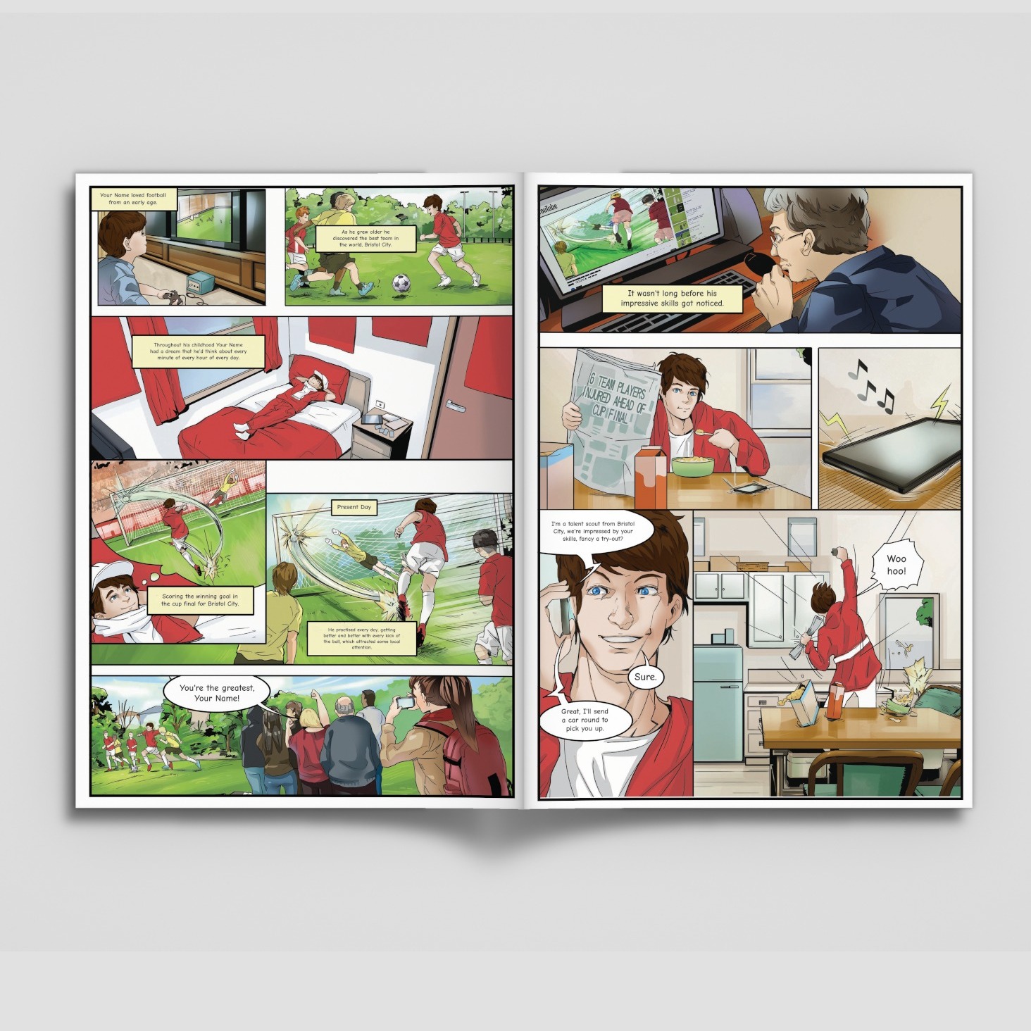 A page from inside the personalised Bristol City book