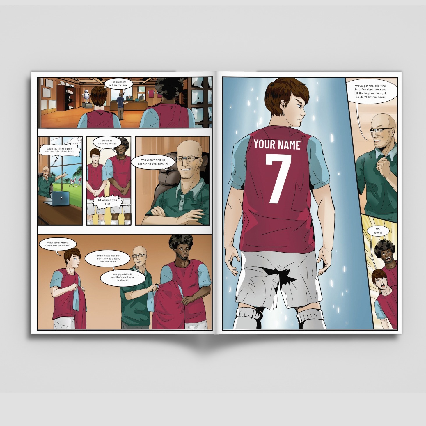 A page from inside the personalised Burnley book